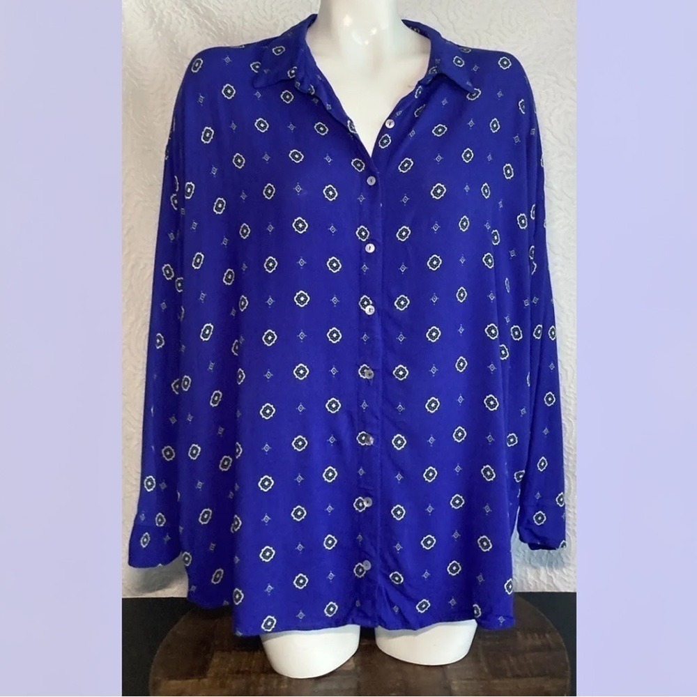 Free People Intimately Oversized Button Up Blouse Womens Size Medium